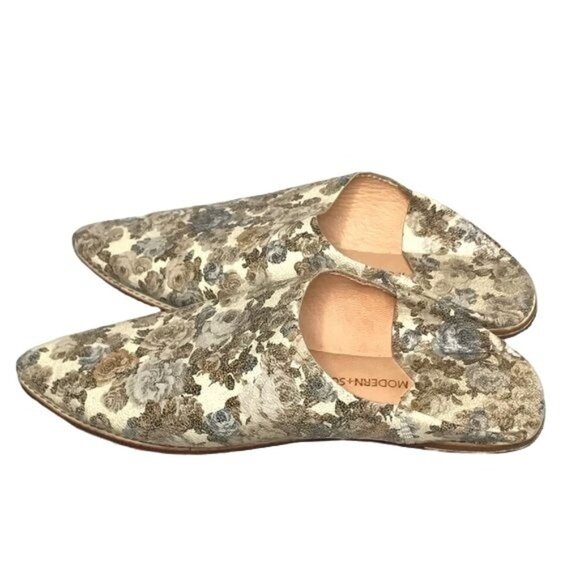 Modern Soul 7.5 40 rose print leather flats mules - Picture 4 of 6